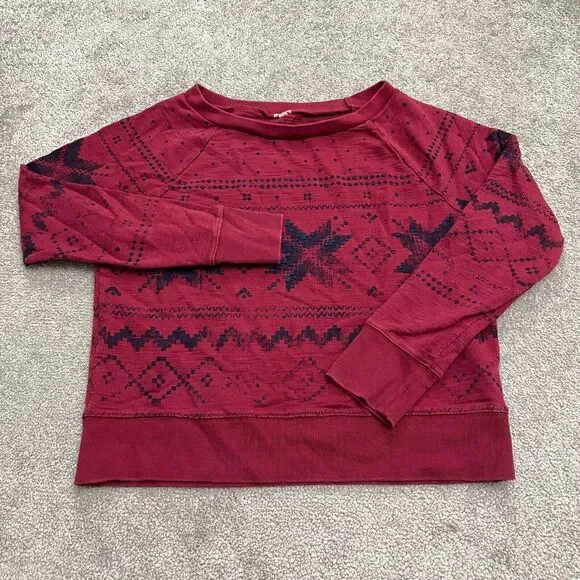J.Crew Vintage Pullover Sweatshirt Womens Small Geometric Red Holiday Christmas - Picture 1 of 8